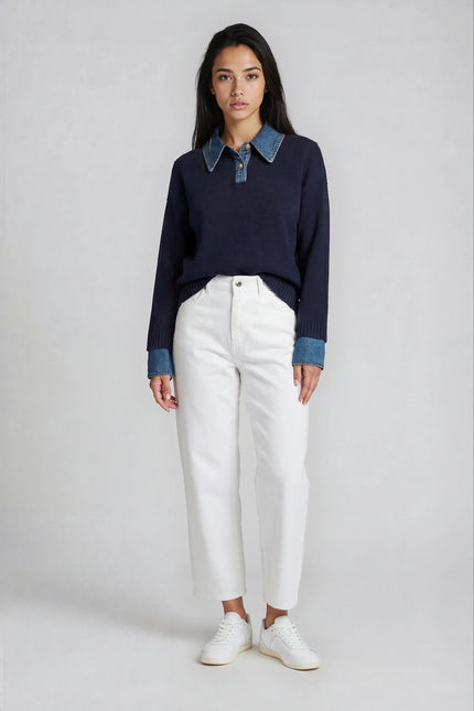 Clara Layered Denim Collar Jumper
