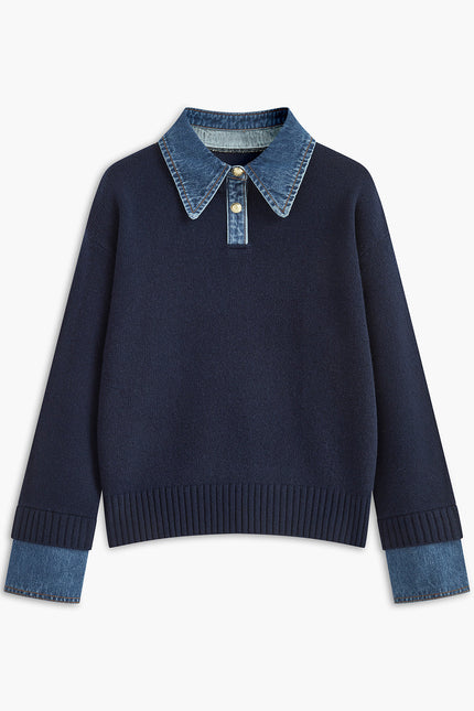 Clara Layered Denim Collar Jumper