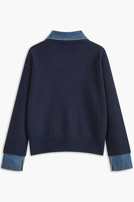 Clara Layered Denim Collar Jumper
