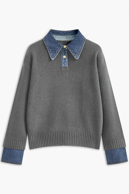 Clara Layered Denim Collar Jumper