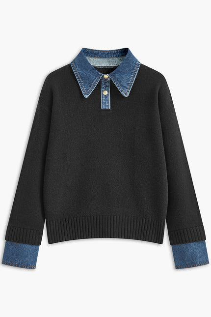 Clara Layered Denim Collar Jumper