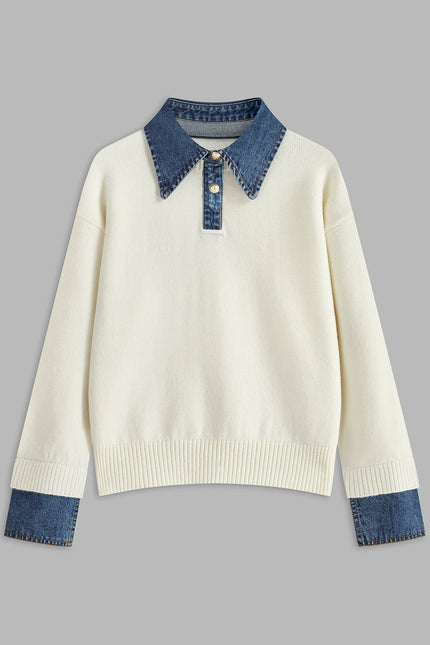 Clara Layered Denim Collar Jumper