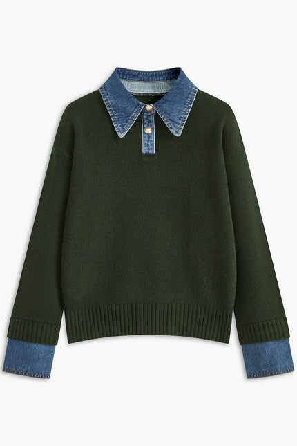 Clara Layered Denim Collar Jumper