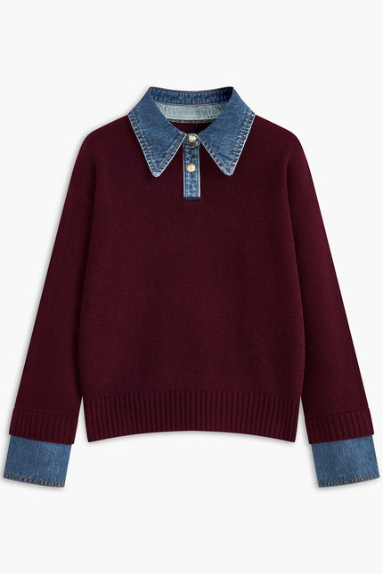 Clara Layered Denim Collar Jumper
