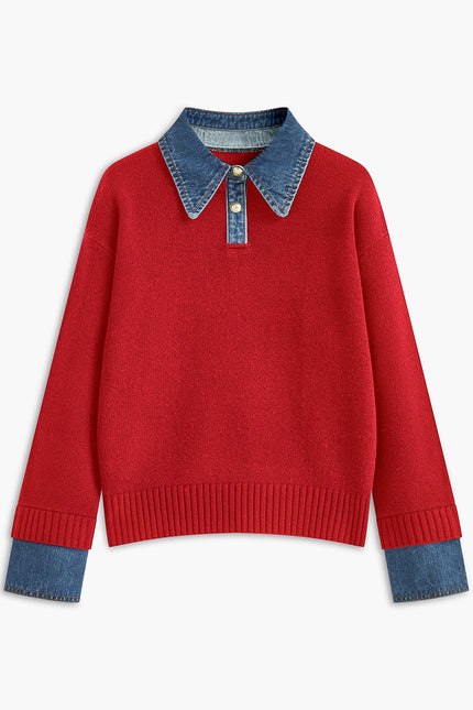 Clara Layered Denim Collar Jumper