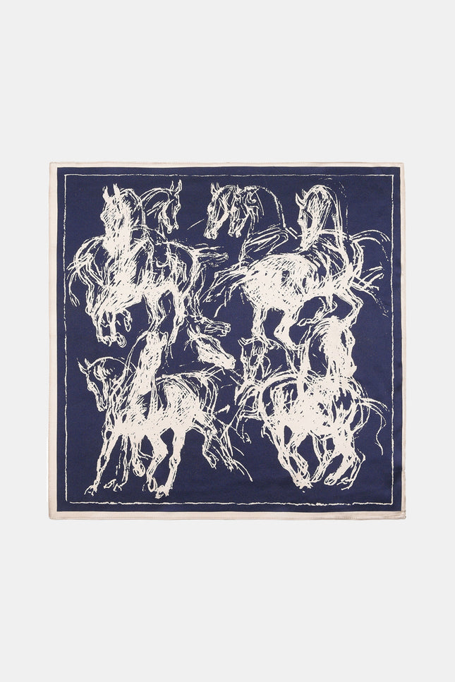 Jenny Horse Sketch Print Silk Scarf