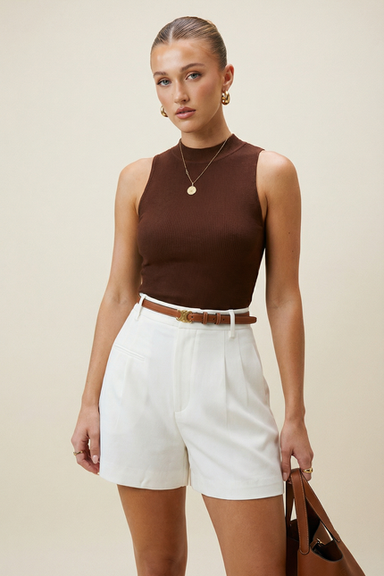 Isabella Tailored Mid-Waist Shorts Without Belt