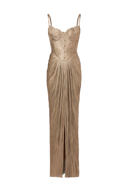 Isabella Metallic Corset Maxi Dress