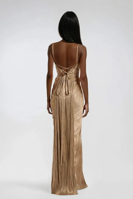 Isabella Metallic Corset Maxi Dress