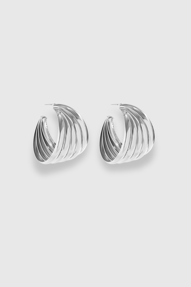 Silver Sculpted Shell Earrings
